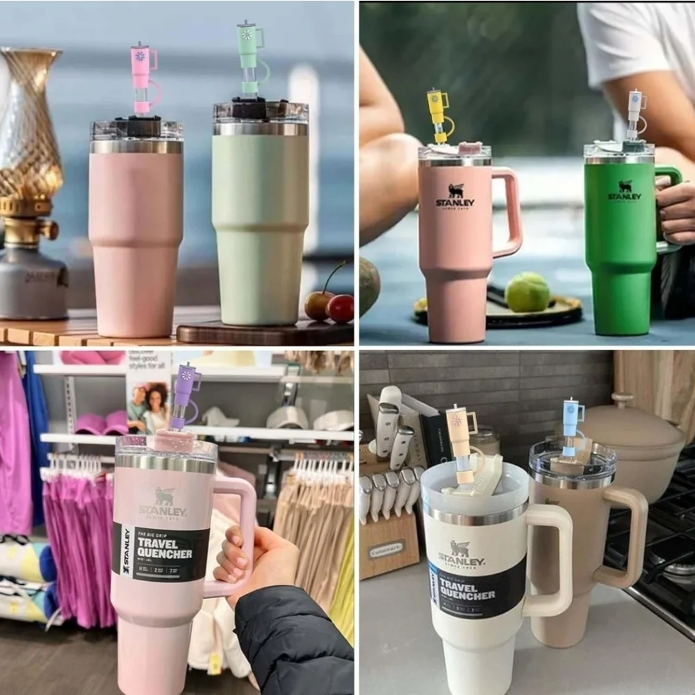 🔹 5 random Pcs Straw Cover Cap For Stanley Cup 30-40oz  Silicone Straw Topper🥤